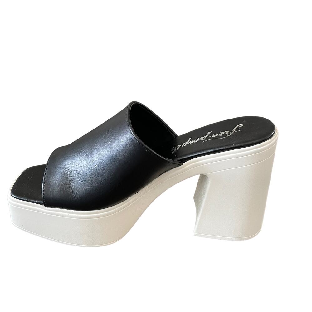 FREE PEOPLE Zoe Platform Slide Sandals Slip On Leather Black Size 39.5 / US 9.5 - Picture 11 of 12